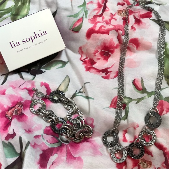 Lia Sophia Contrast Necklace & Bracelet Set - New - Picture 1 of 5